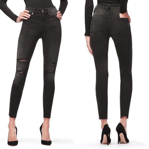 Good American Denim - Good American Good Legs Fit Black Ripped Jeans